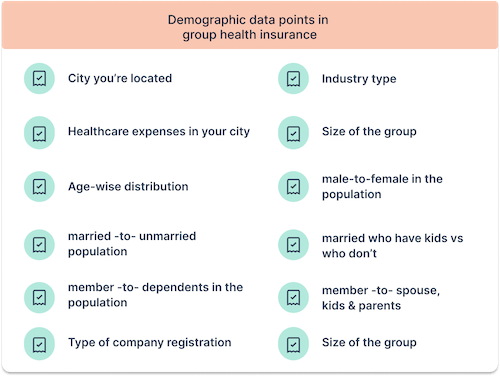 Demographic data points in group health insurance