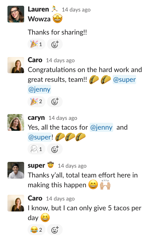 Buffer team using HeyTaco