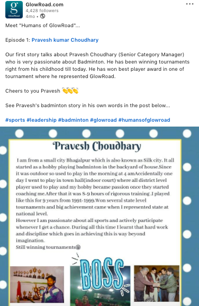 Glowroad.com LinkedIn feed