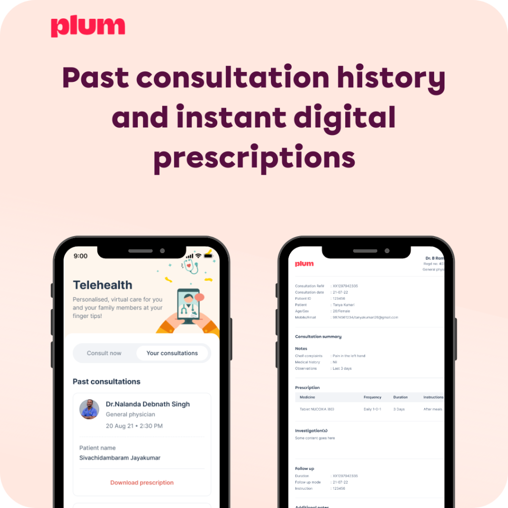 Past consult history and prescriptions