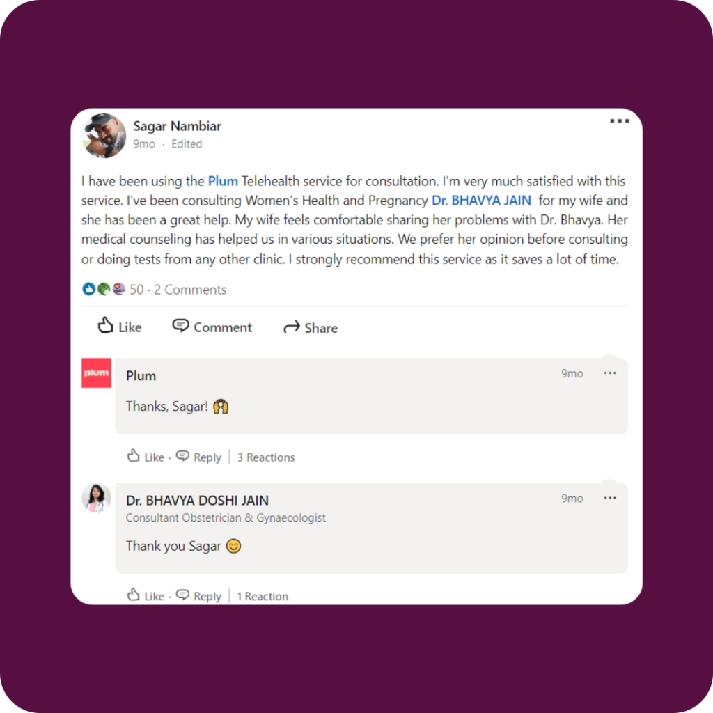 Plum Telehealth Testimonial